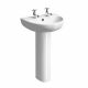 Twyfords Round Basin 180mm 500mm 410mm White 2 Tap Holes Overflow Only E14122WH