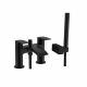 Crosco Instinct Voil Bath Shower Mixer - H Pattern with Shower Kit & Lever Heads Matte Black 2 Tap Holes Deck Mounted INS-VO4004BLK